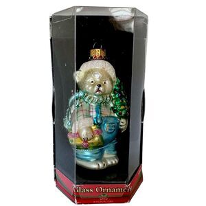 Vintage RITE AID  Christmas Hand Blown Glass Polar Bear Ornament
